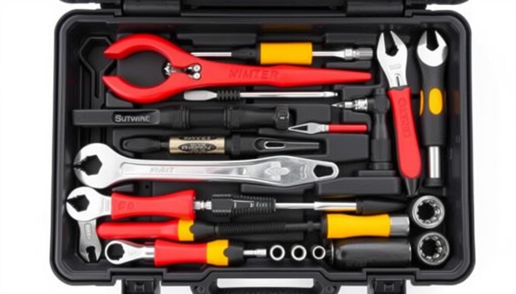 Generate an image of a basic car tool kit.