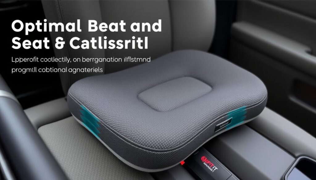 Generate an image of a car seat cushion providing neck and back support.