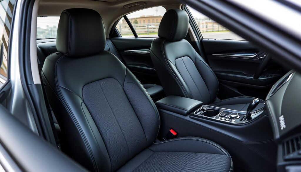 Generate an image of a car with stylish and protective seat covers.