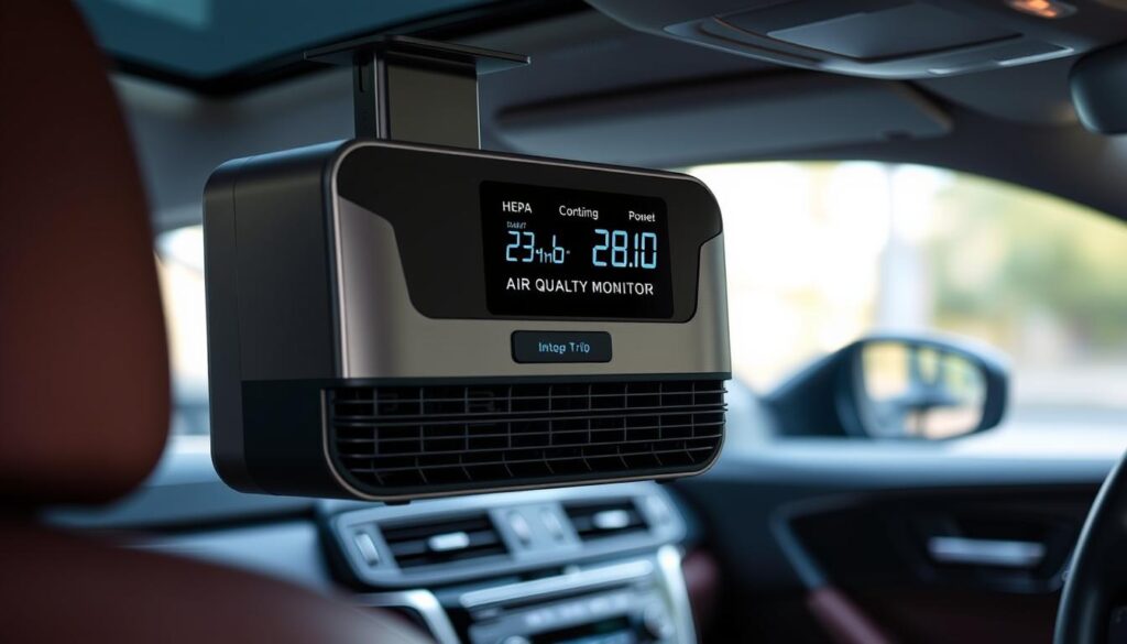 HEPA car air purifier with air quality monitor