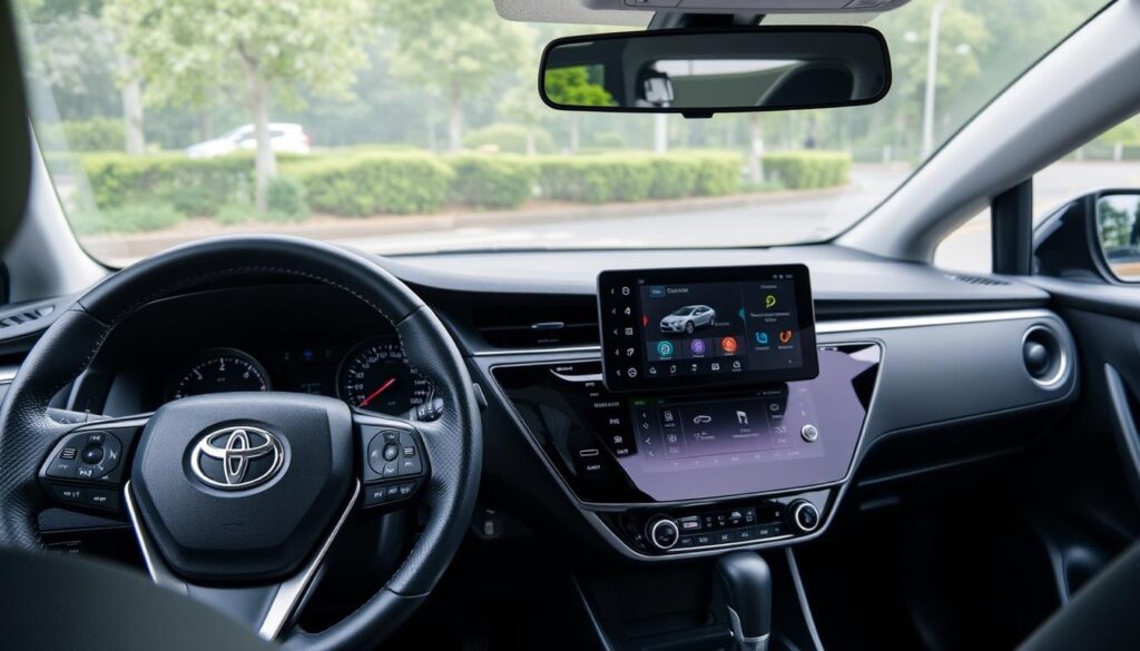 Image of Toyota Corolla's interior showcasing its infotainment system