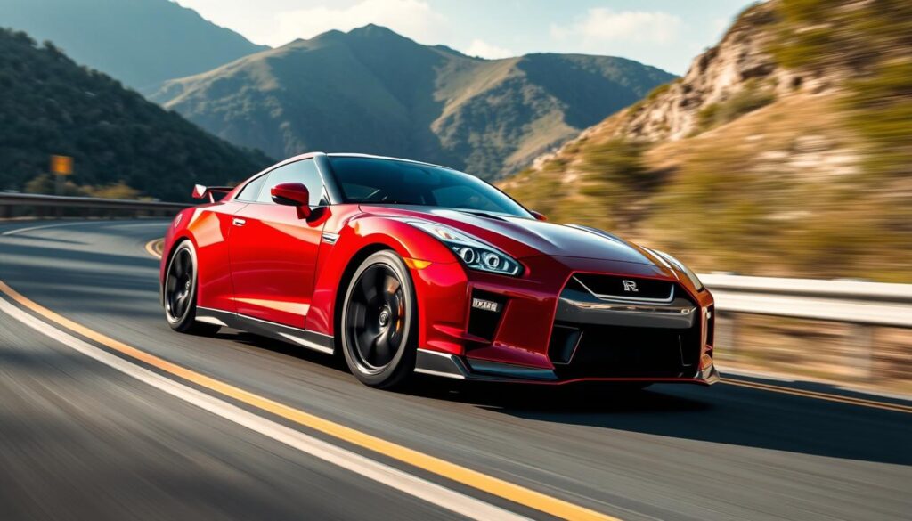 Image of a Nissan GT-R in motion