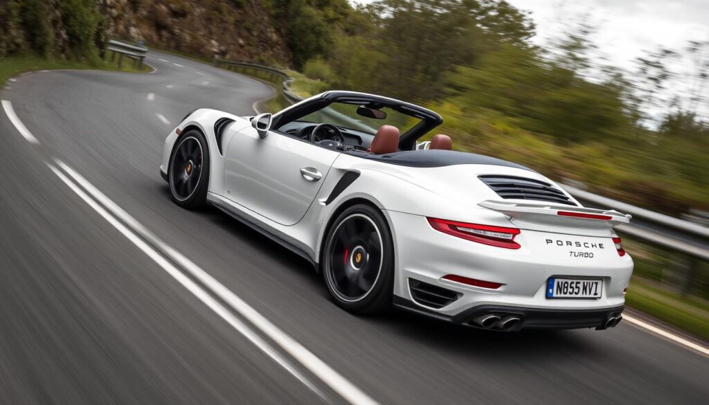 Image of a Porsche 911 Turbo Cabriolet AWD in action
