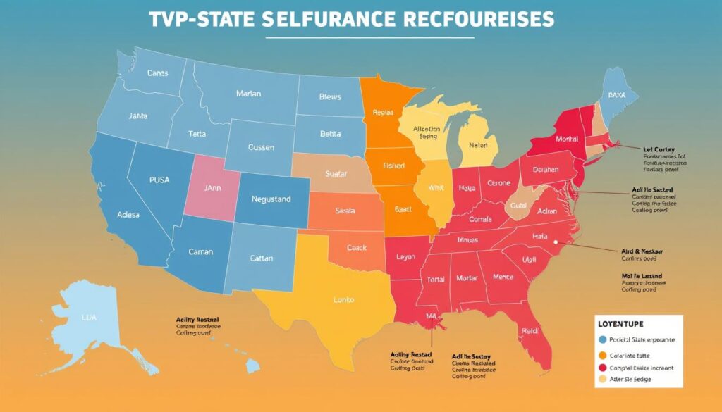Image of a map highlighting different state insurance requirements