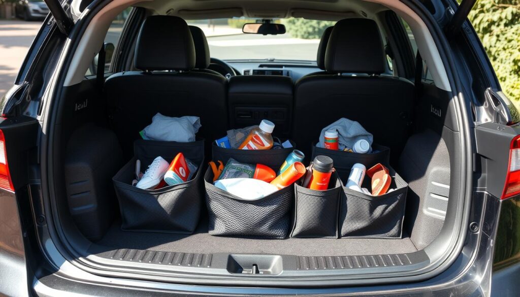 Image of a trunk organizer in a car